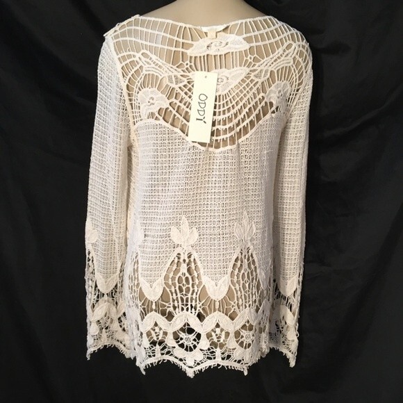 Anthropologie Oddy Ivory Crochet Long Sleeve Top M/L NEW - Picture 3 of 8